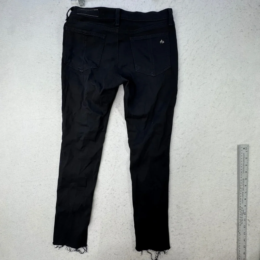 Rag & Bone Skinny Jeans Women 28 Black Plush Raw Hem W1503O163 Minimalist Edgy